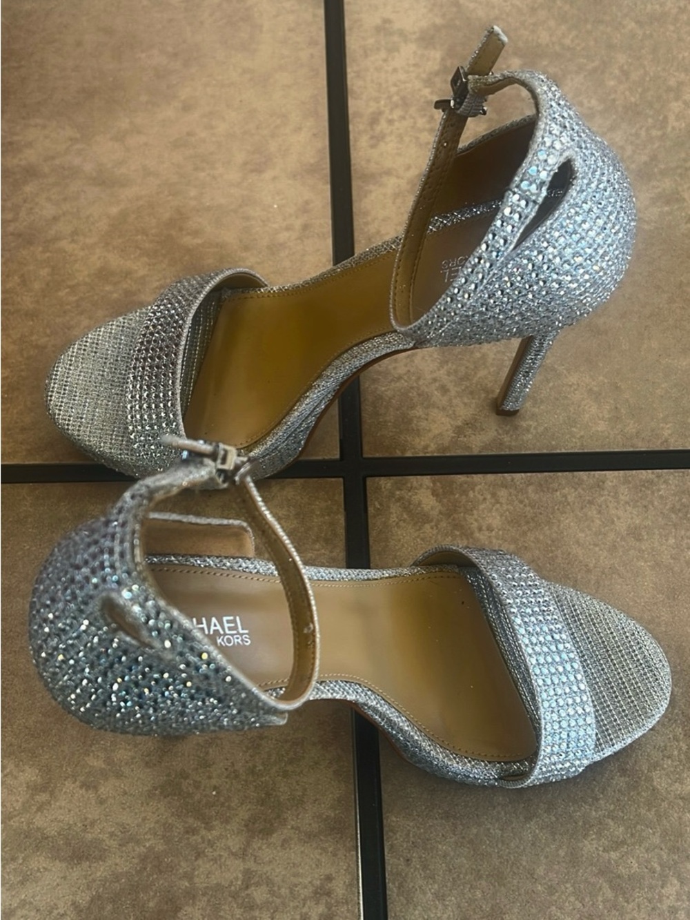 Michael Kors Silver Crystal Embellished Stiletto Sandals - Picture 8 of 8
